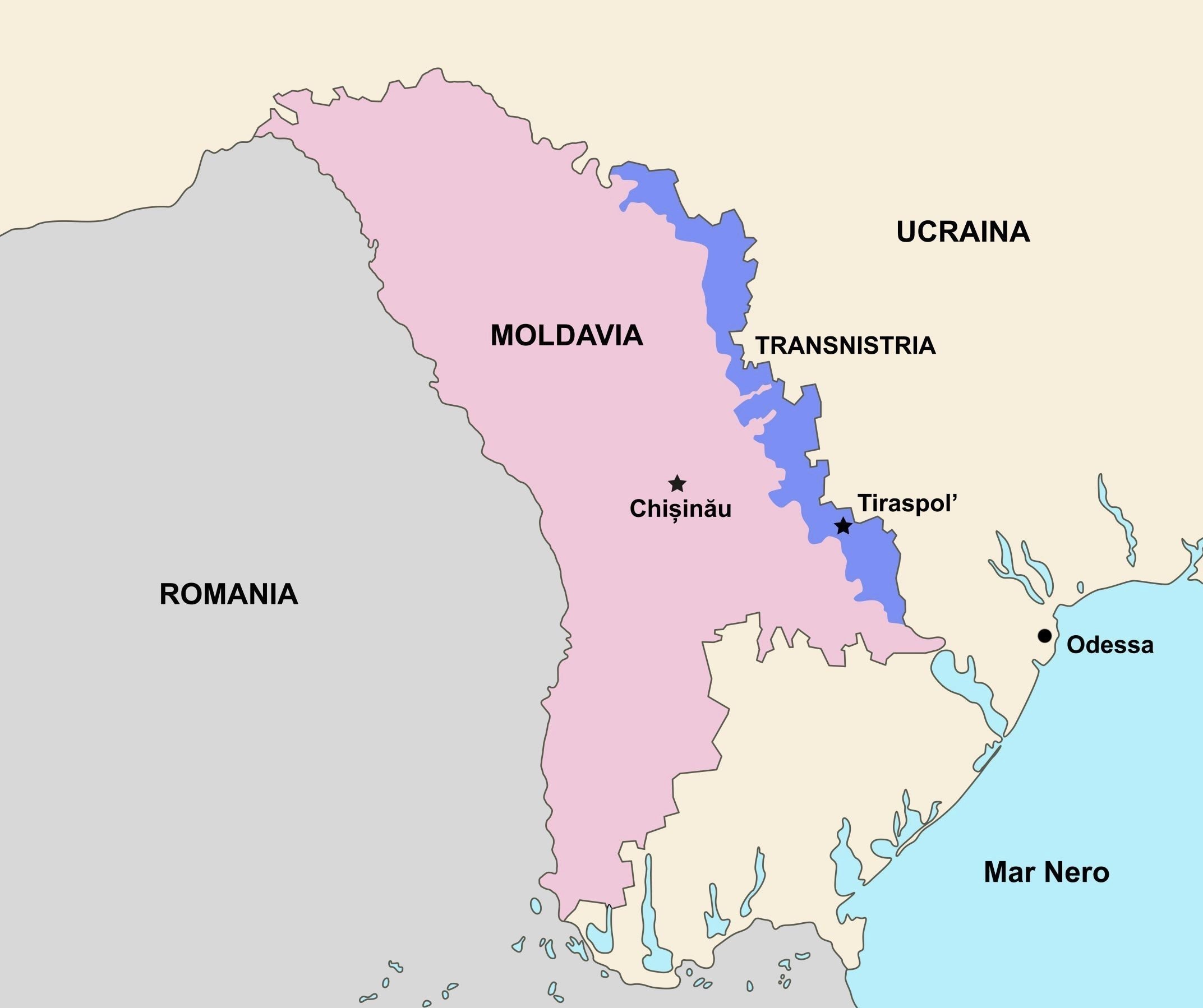 Carte de Moldavie et de Transnistrie
