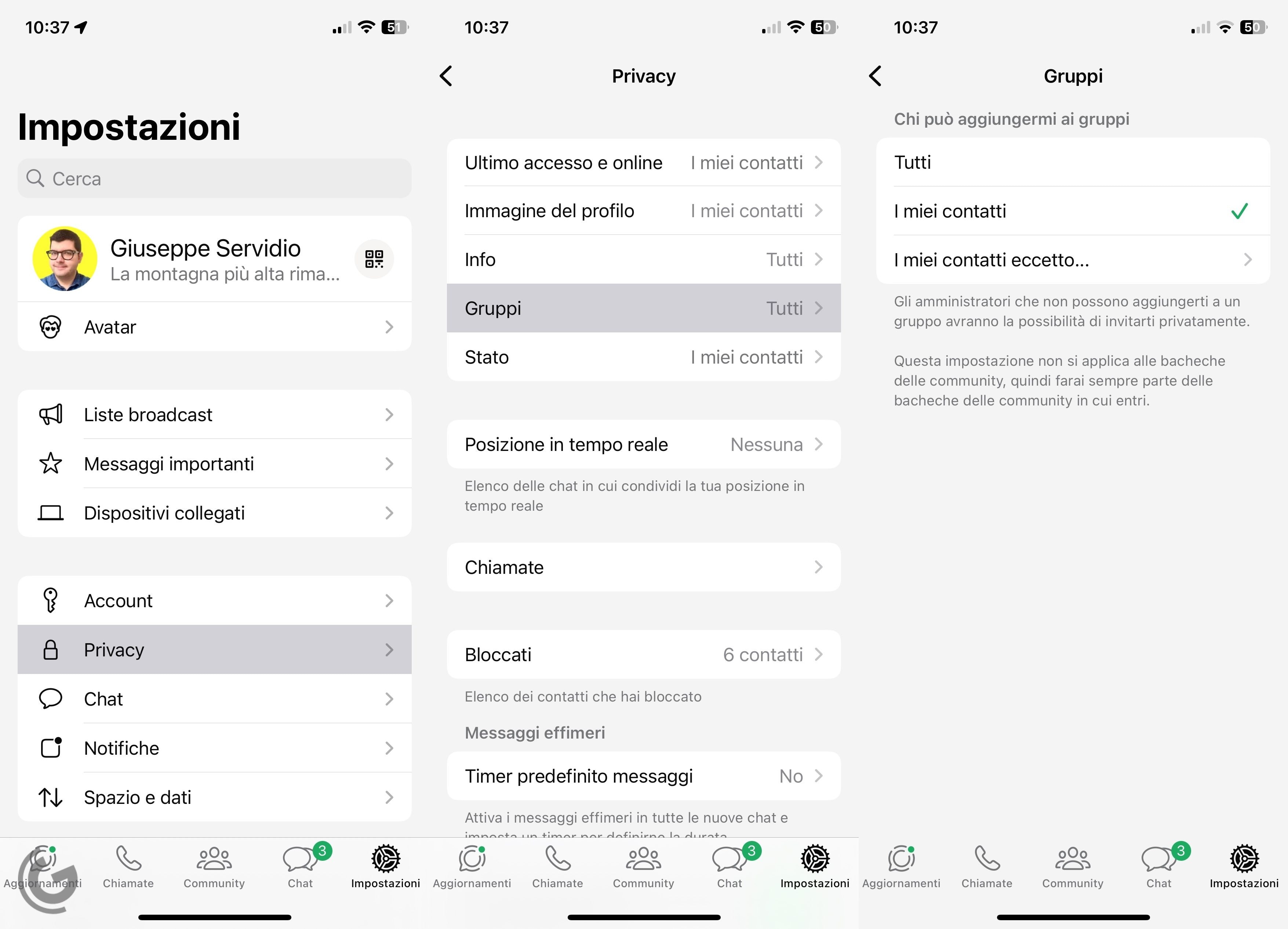 Personnaliser la confidentialité du groupe WhatsApp