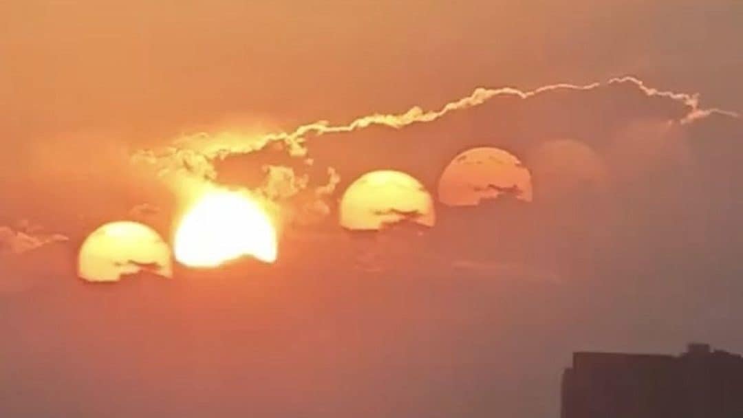 sette soli al tramonto in cina