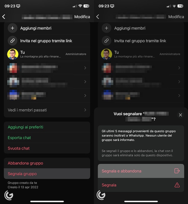 Groupe de signalement sur WhatsApp