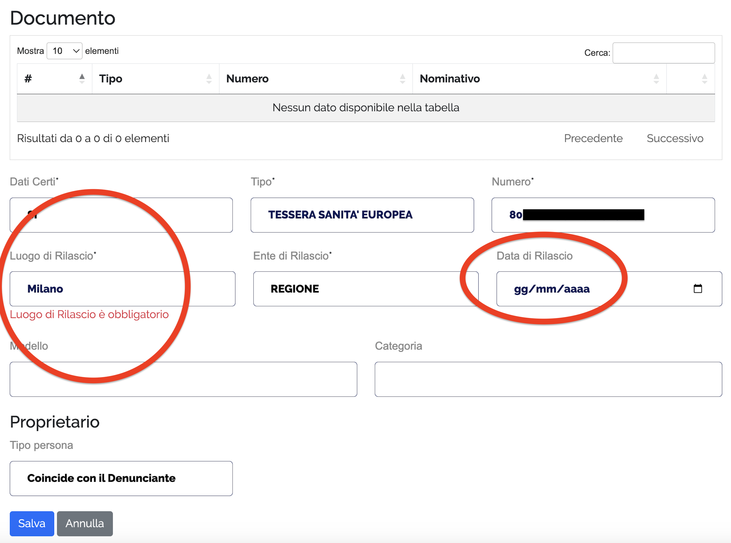 Dans le formulaire de plainte, il est impossible d'indiquer le lieu de délivrance de la carte de santé perdue (photo Libremedia.ca)