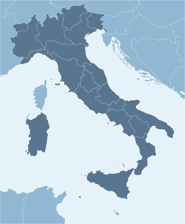 carte de l'Italie et des régions italiennes