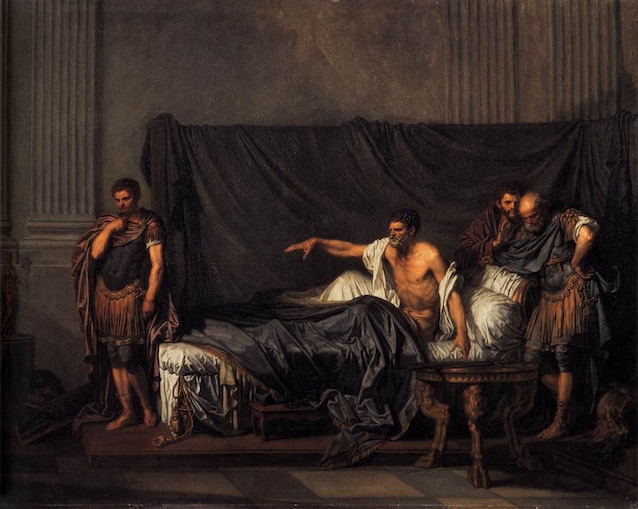 Septime Sévère et Caracalla dans un tableau de JB Greuze (1769)