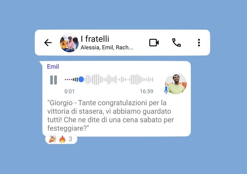 Esempio di trascrizione di un vocale su WhatsApp