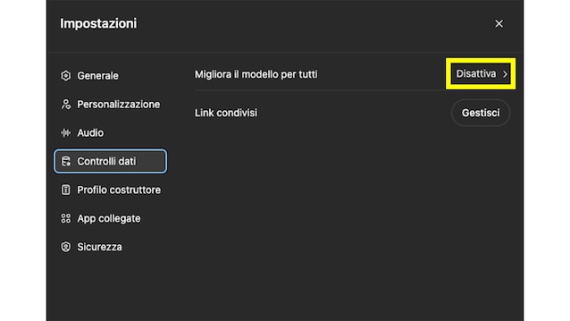 supprimer les paramètres de chatgpt