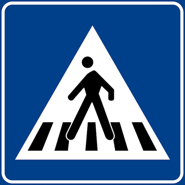 Panneau routier pour passage pour piétons via Wikimedia Commons