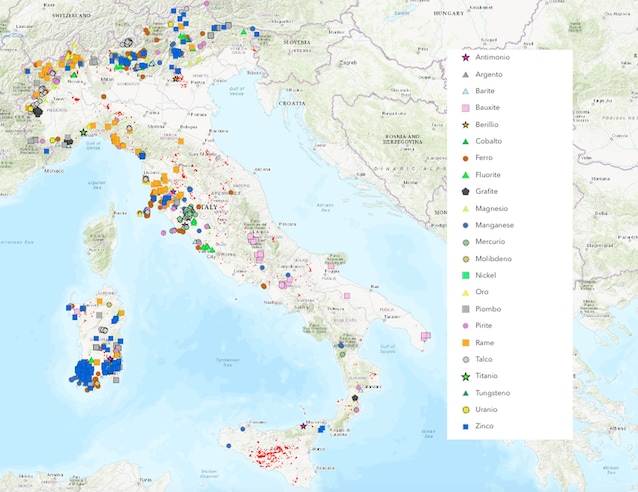 Carte des ressources critiques Italie