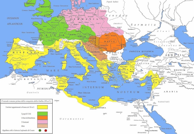 Rome et le territoire européen au moment du début de la campagne de Cesare