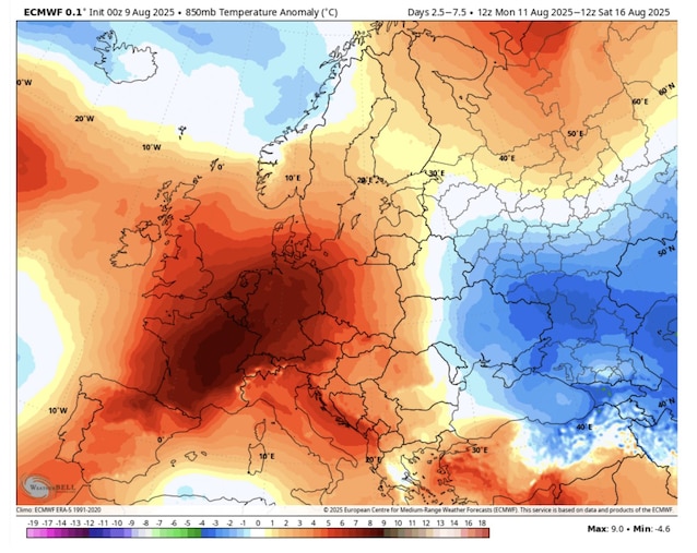 Dome Températures d'Europe chaudes