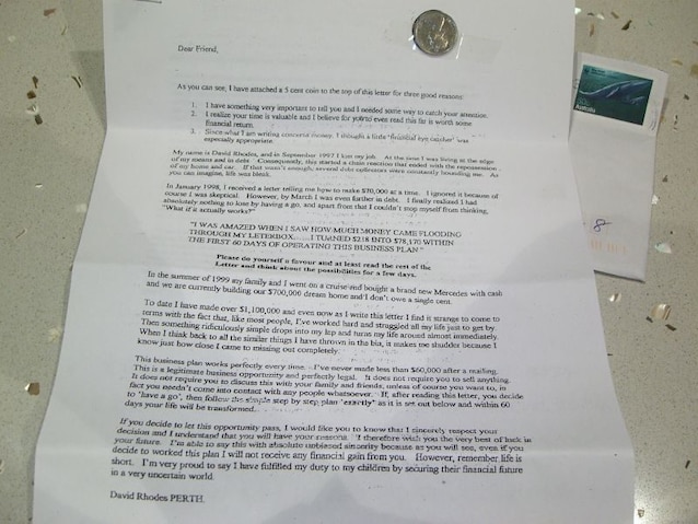 Lettre en chaîne australienne de 2006 (Wikimedia Commons)