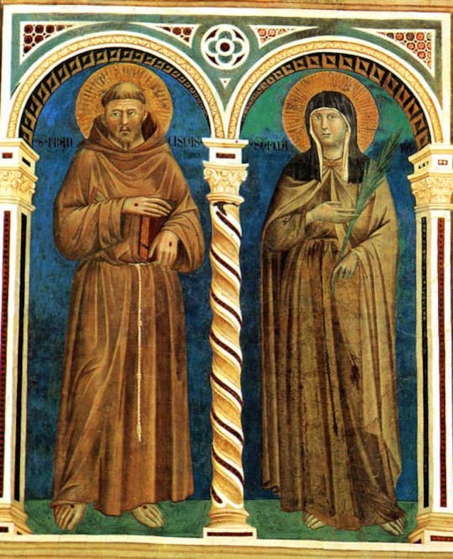 Deux saints importants. François et Claire d'Assise (Wikimedia Commons)