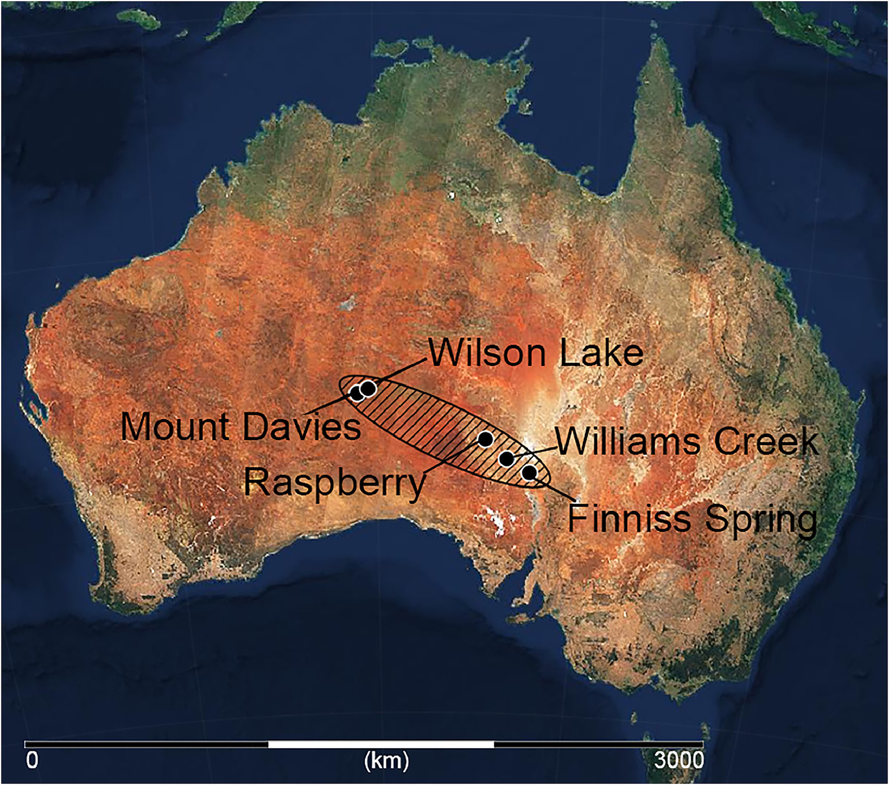 Répartition sur le terrain de l'anagiti en Australie. Crédit : Lettres scientifiques de la Terre et des planètes.