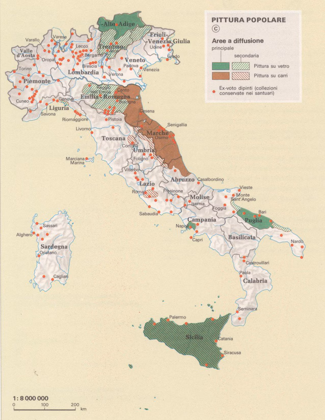 Diffusion d'ex-voto en Italie (crédit Touring Club Italiano via Wikimedia Commons)