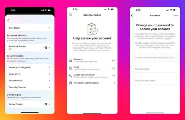 réinitialisation d'Instagram