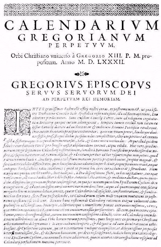 Le taureau pour l'adoption du calendrier grégorien