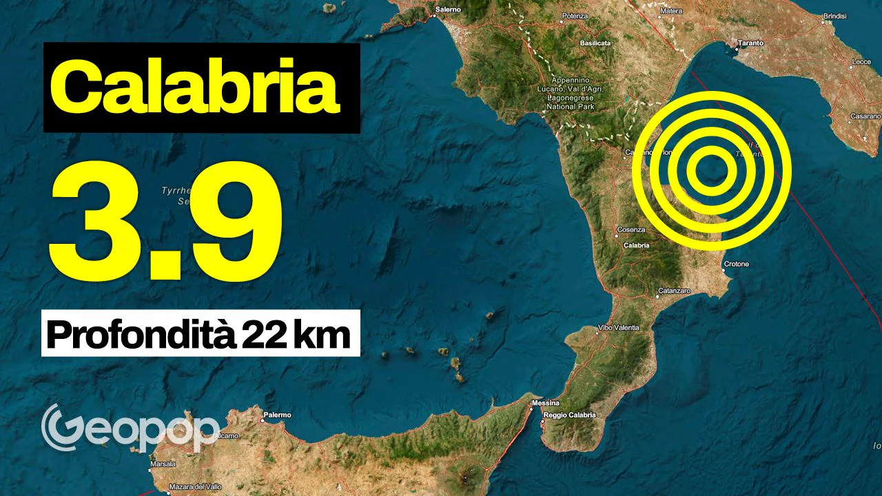 Séisme de magnitude 3,9 en Calabre, choc ressenti jusqu'aux Pouilles