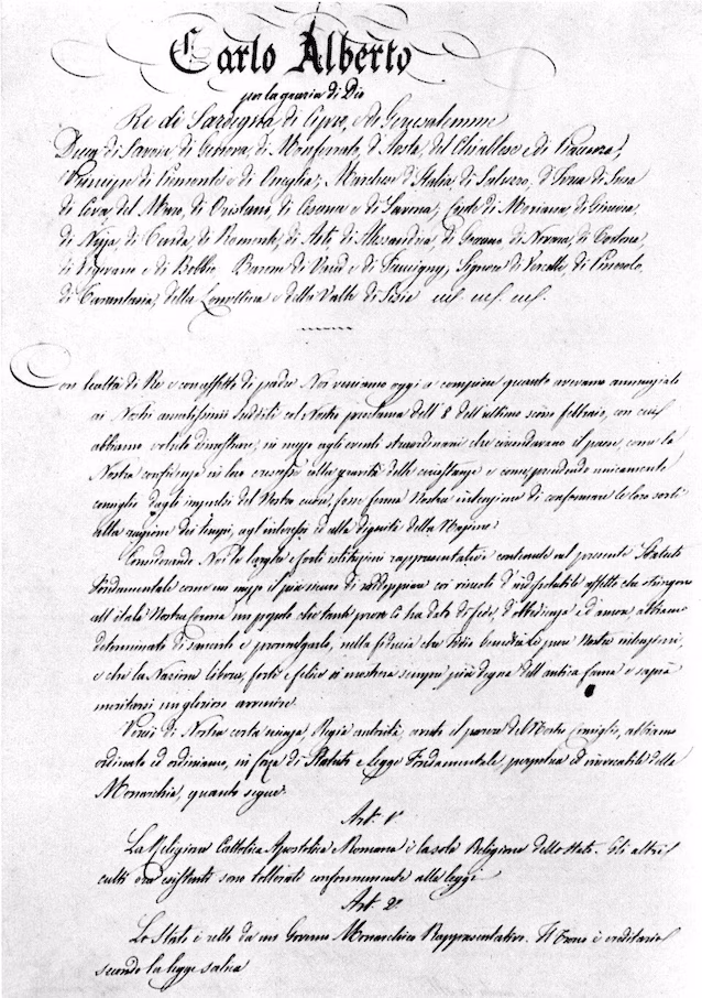 Première page du Statut Albertin