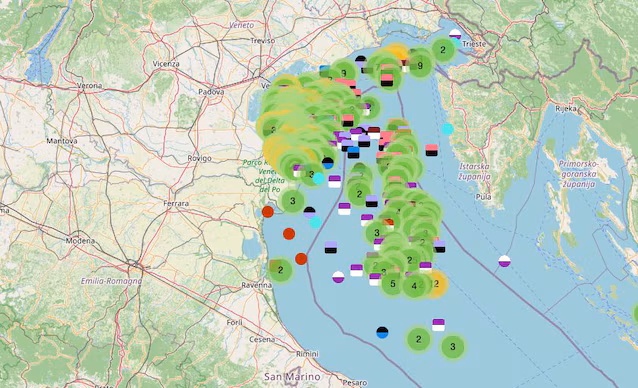 Carte des requins de l'Adriatique