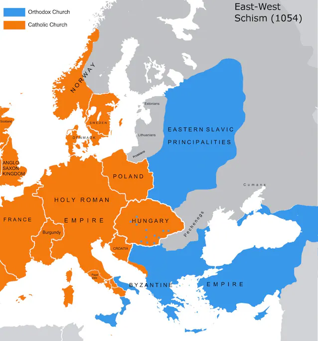 La division religieuse après le schisme (Wikimedia Commons)