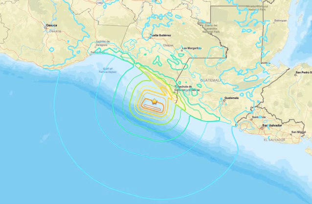tremblement de terre shakemap Mexique
