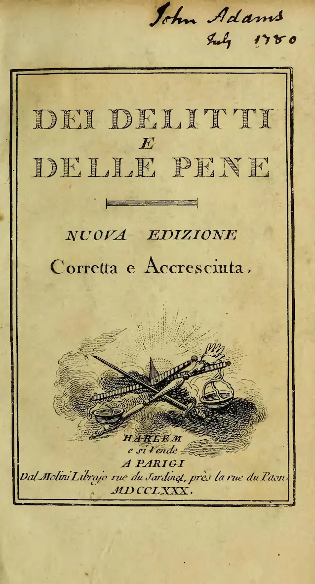 Éditions 1780 de Sur les crimes et châtiments