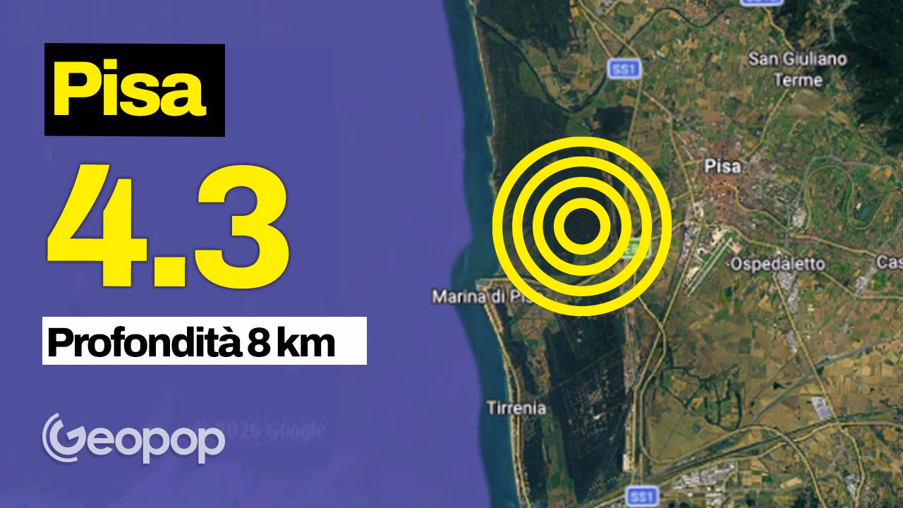 Tremblement de terre à Pise, choc de magnitude 4,3 avec épicentre à 7 km de la ville : ressenti dans toute la province