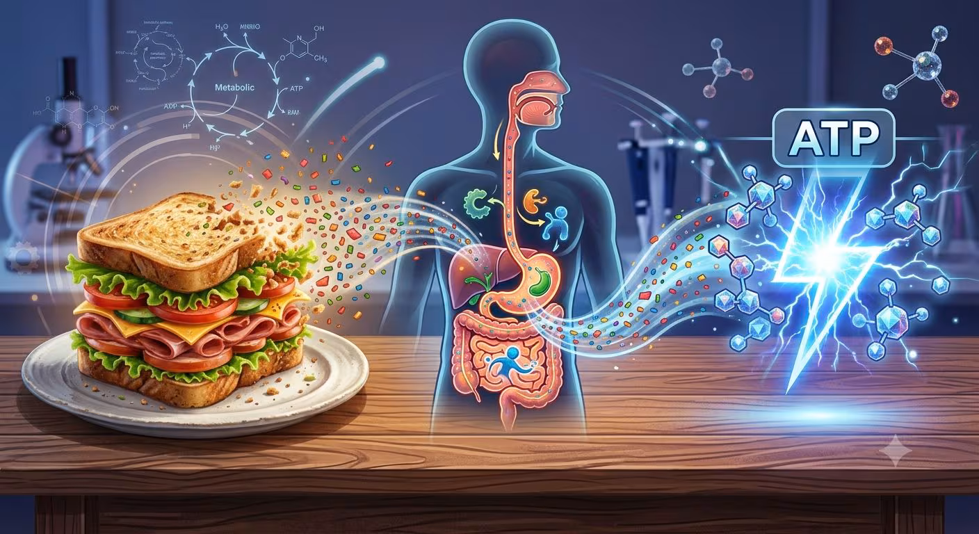 Du sandwich à l'énergie cellulaire : comment l'organisme transforme les aliments en ATP, la molécule de la vie