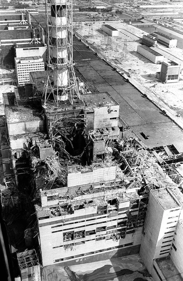 Le réacteur de Tchernobyl après l'explosion