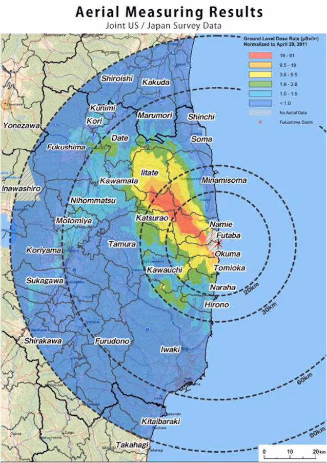 Contamination radioactive à la centrale de Fukushima (US. Department of Energy)