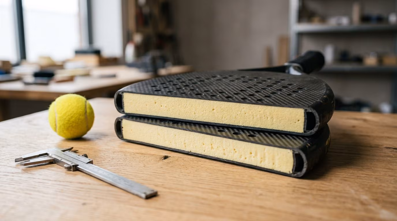 Comment est fabriquée la raquette de padel et la différence avec celle de tennis : fibre de carbone et caoutchouc EVA